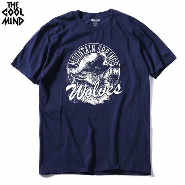 

coolmind wo0112a хлопок wolf printed футболка мужская повседневная с коротким рукавом мужчины майка мода о-образным вырезом летние мужские ф