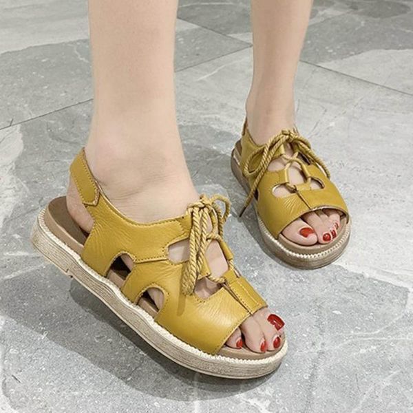 

fashion thick-soled hook-loop roman sandals woman shoes new arrival hollow out women's summer footwear breathable sandal woman, Black