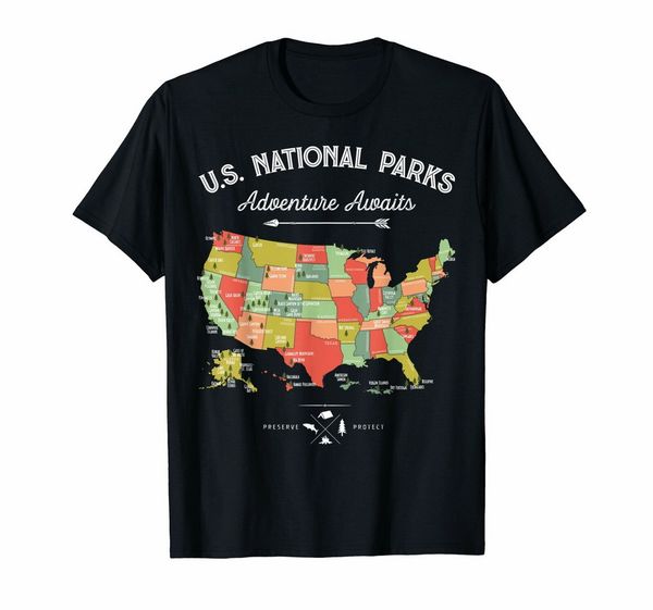 

national parks t-shirt map camping tshirt women men hiking tee shirt loose size ajax funny