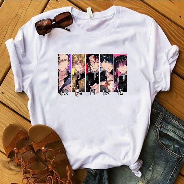 

demon slayer graphic top t shirt men kimetsu нет yaiba женщины футболки чертов клинок пять чувств столб camisetas hombre white top