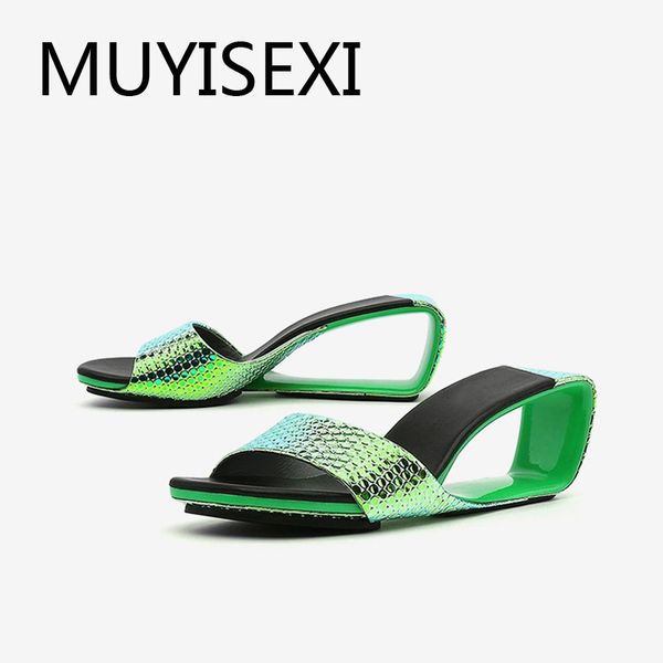 

handmade slipper peep toe strange 6cm high heels slip on brand shoes elegant young lady daily wear sandals hl259 muyisexi, Black
