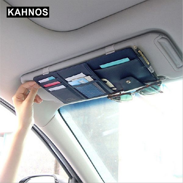 

multifunction car sun visor storage pu phone pocket storage bag auto glasses ticket documents folder car accessories