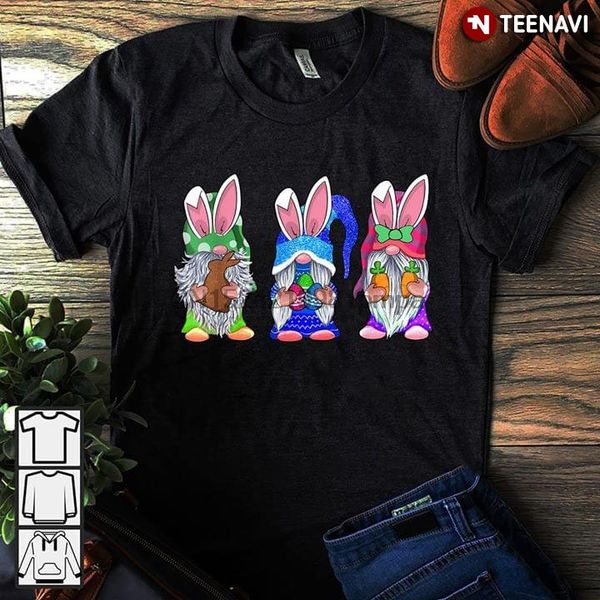 

мужчины t shirt nordic гномы кроличьи ушки пасха день женщин тенниски