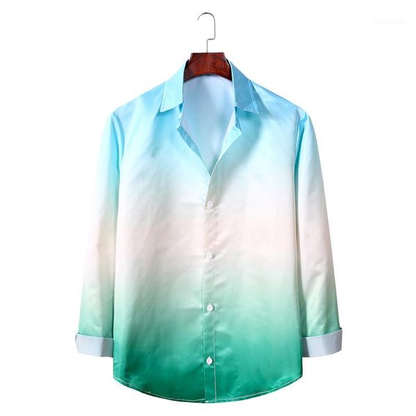 

down collar long sleeve shirts mens clothes mens shirts dessigner gradient panelled color shirts casual turn, White;black