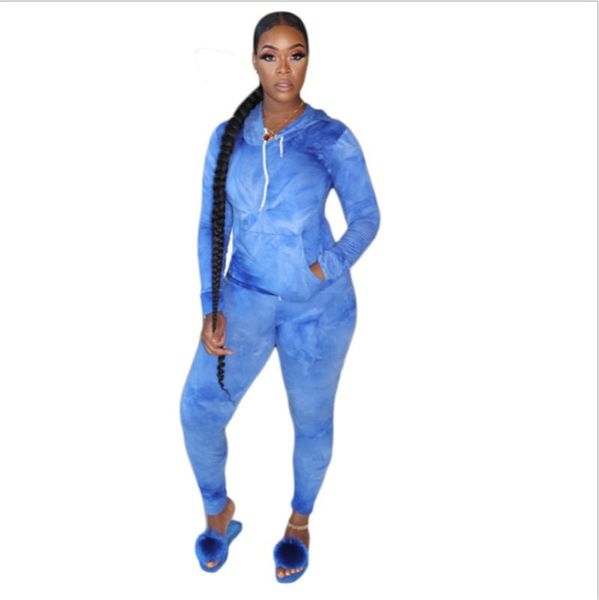

new autumn two pieces sports suits women running sets long sleeve hoodies with pocket slim fit pants female fitness tracksuits, Black;blue