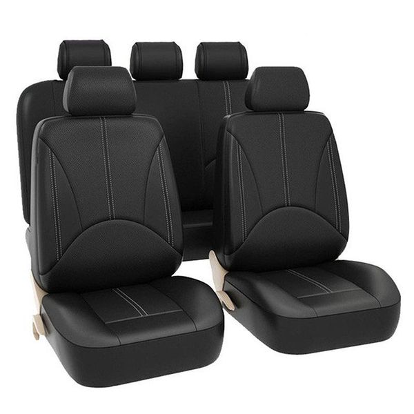 

9 pcs car seat covers full set - faux leather automotive front and back seat protectors for car truck suv