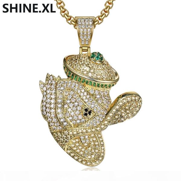 

micro-inlaid zircon cartoon anime duck pendant gold silver plated men hip hop charm jewelry gift wholesale