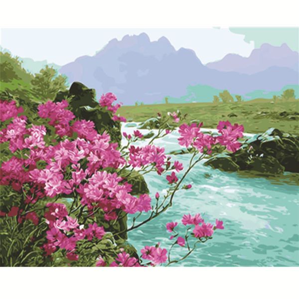 

spring landscape paint by numbers 16x20'' canvas oil painting for kids beginners