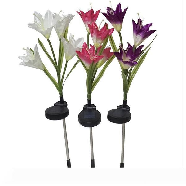 

lights heads solar lantern led decorative outdoor lawn lamps 4 flower lily garden lamp home decoration