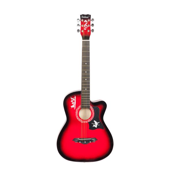 

new red basswood cutaway acoustic guitar w/bag string pick strap for beginner us stock