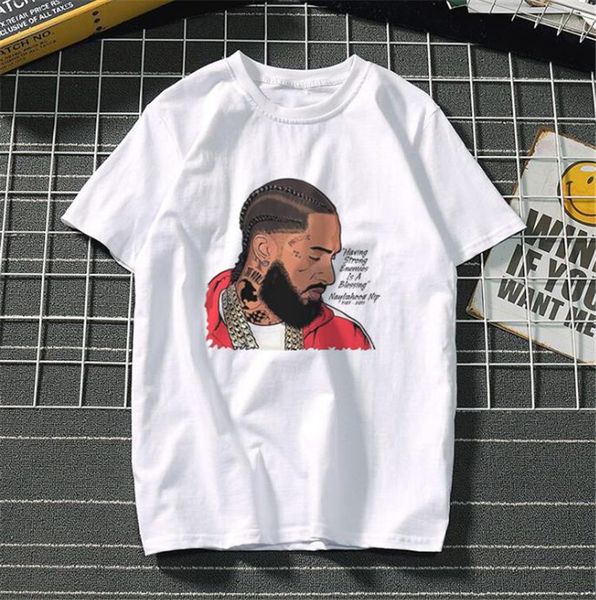 

designers men t shirts fashion nipsey hussle patterm t shirt casual short sleeve natural color t shirt men clothes, White;black