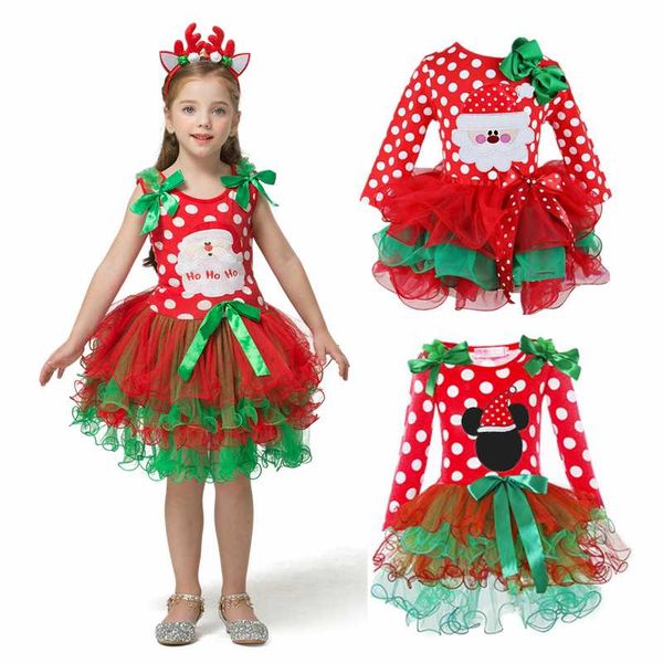 

christmas dress for girls dress santa claus reindeer party costume 1-5yrs baby girl winter red new year girl children clothing, Red;yellow