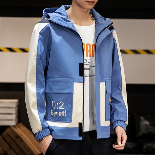 

2020 autumn and winter new handsome hoodie jacket men's korean fashion casual men's clothing, Black;white
