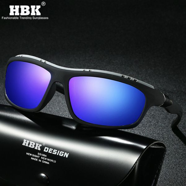 

hbk thicken mirror lens sports sunglasses men polarized anti slip running fishing rectangle sun glasses uv protection goggles, White;black