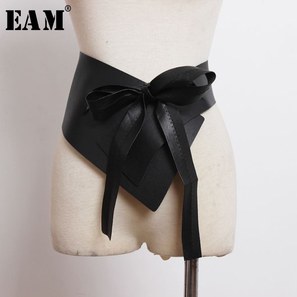 

eam] pu leather black bandage irregular long wide belt personality women new fashion tide all-match spring summer 2020 1u665, Black;brown