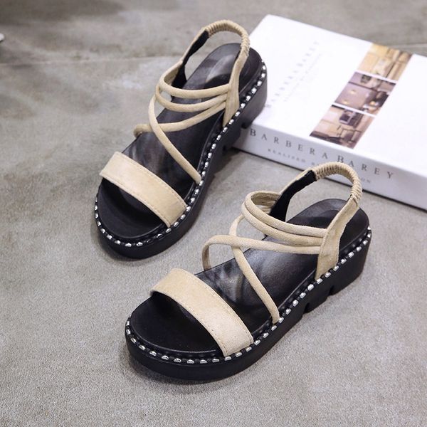 

sandals women's fairy-style 2020 summer new style korean-style versatile student network red chic platform thick bottomed rome w, Black