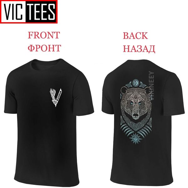 

viking рагнар символ две стороны tshirt мужчины хлопок передняя и задняя заказной с собственным логотипом t shirt новое прибытие