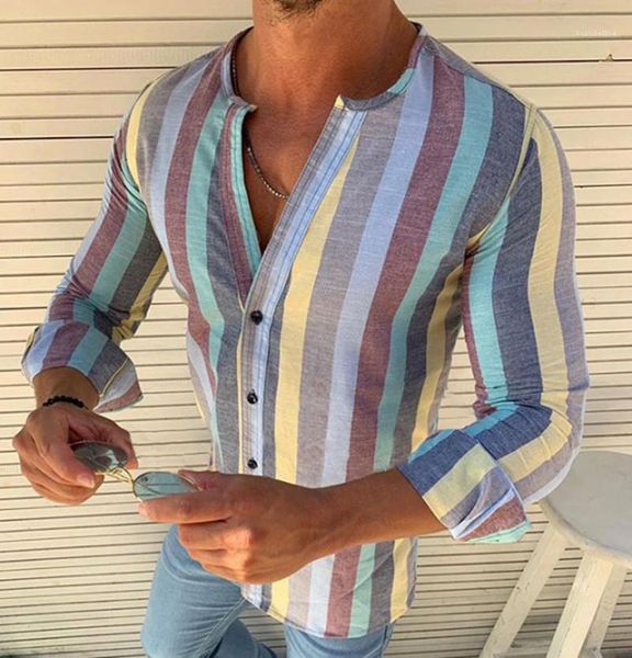 

casual beach button skinny long sleeve crew neck shirts casual fashion mens shirts color striped mens designer shirts slim, White;black