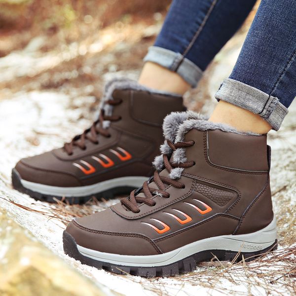 

winter women ankle boots female fur warm ankle snow boots ladies comfort outdoor lace-up shoes women walking shoes
