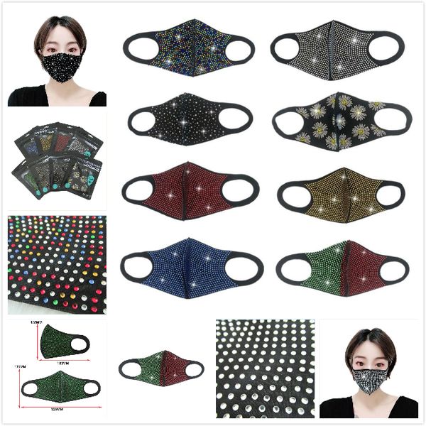 

fashion bling bling rhinestone face mask sequin protective mask dustproof washable windproof reuse face masks elastic earloop mouth mask dhl