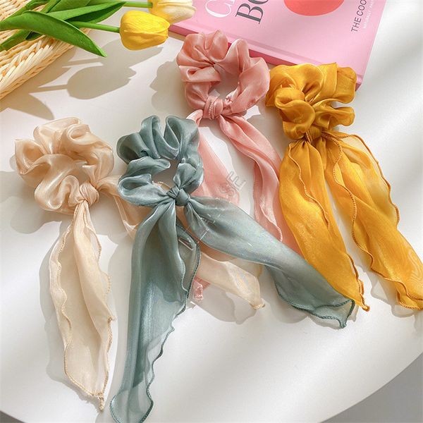 

women ribbons elastic hair ring hair bands cute ponytail holder ins fashion stretchy girls scrunchies hairbands hair accessories new d9310, Slivery;white