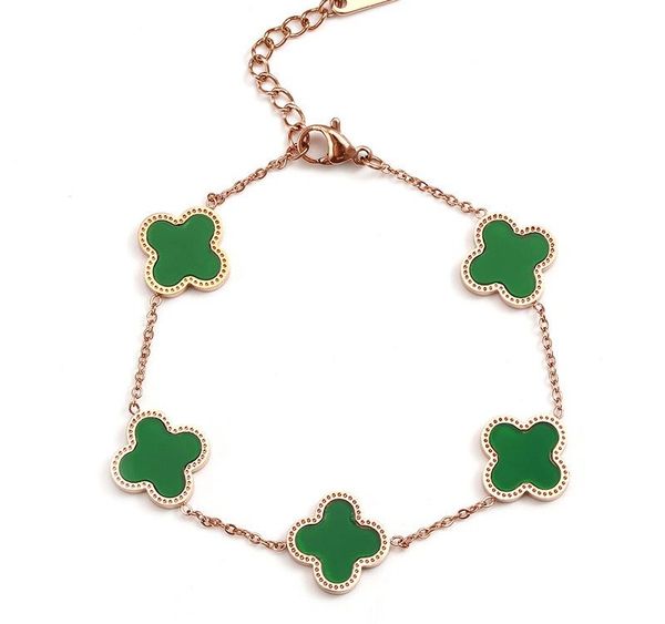 

2020 classic bath without titanium steel bracelet female rose gold colorfast four-leaf clover temperament korean student bracelet bracelet, Golden;silver