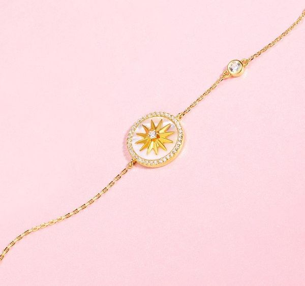 

bracelet designer sterling silver women inlaid all-match fashion charm jewelry white fritillary compass suitable for social gathering003, Golden;silver