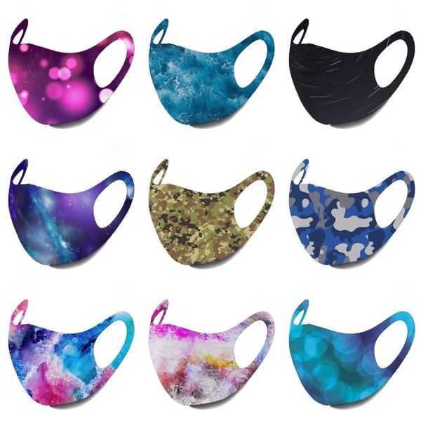 

pe0co adults dustproof pocket face mask with breather valve and sponge floral print camo mouth er anti haze mouth-muffle mask#751