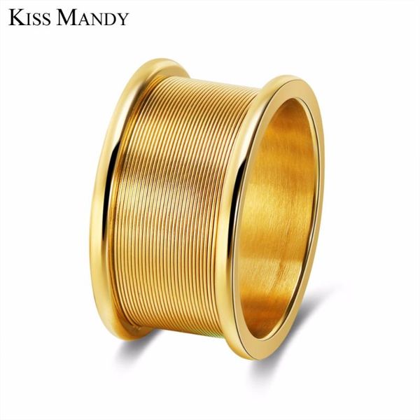 

kiss mandy women high polished titanium steel rings gold-color finger ring vintage female jewelry accessories fr70, Golden;silver