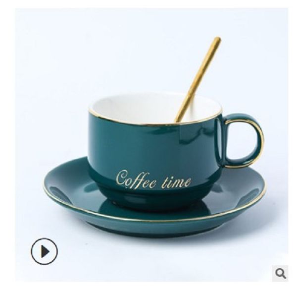 

2020 creative ceramic coffee cup and dish european style set creative simple home afternoon camellia water cup gift 009