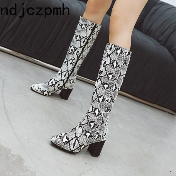 

women's boots new autumn and winter round head color matching zipper high heel high tube women's shoes plus size 34-48 7cm, Black