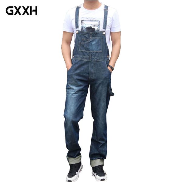

2020 new men's denim jumper trousers jumpsuit jumpsuit korean tide loose xs-xxxl 4xl straight leggings oversized denim workwear, Blue