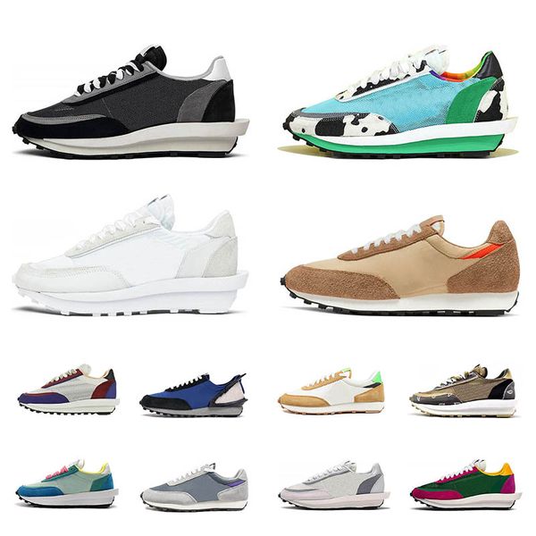 

white grey nylon ld waffle men women running shoes blue jay hyper grape lucky green red metallic gold pink triple black sports sneaker
