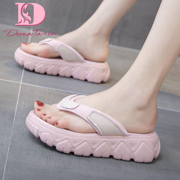 

doratasia 2020 women slippers med heel med platform flats summer outside women slides, Black