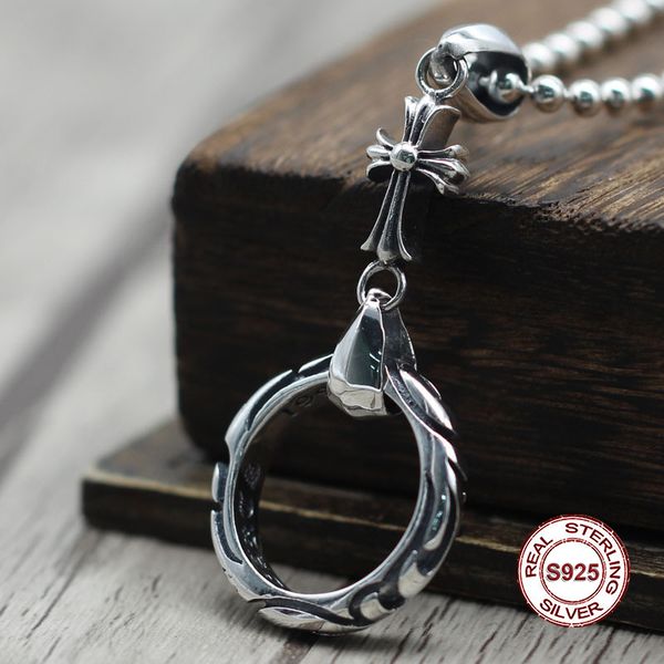 

s925 sterling silver pendants personalized classic retro jewelry hip-hop fashion cross circle modeling punk style to send a gift 2020