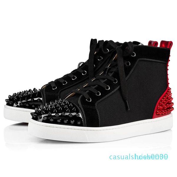 

with box 2020 new red bottoms shoes for mens womens designer spike suede leather platform red bottom fashion luxury casual sneakers3 l30, Black