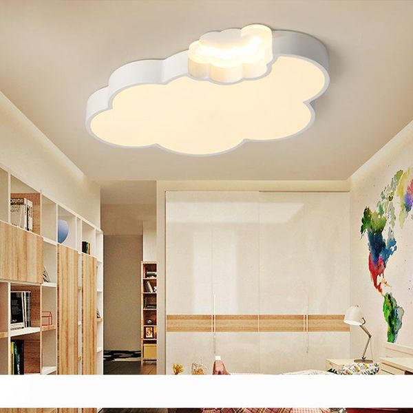 

art deco led white cloud kids' room lighting children's acylic ceiling lights with dimming remote control bedroom hanging lamps-rn