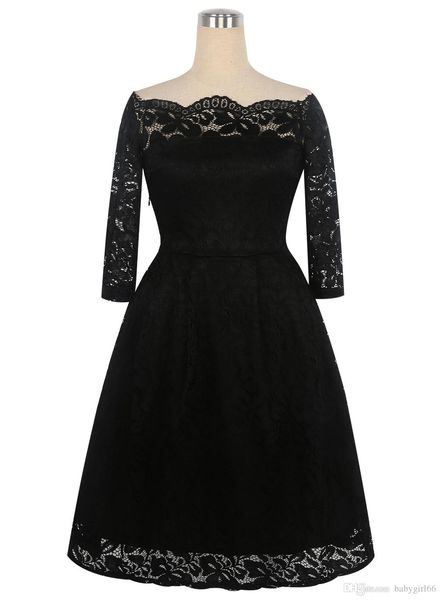 

plus size fat girl women clothe lace square neckline half sleeve solid knee length casual dress, Black;gray