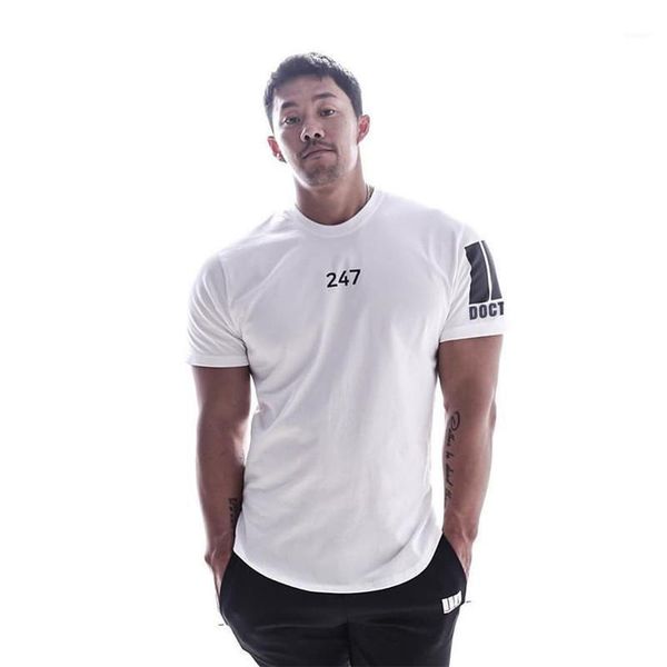 

letter and number printed simple style summer mens designer tshirts mens breathable fitness tshirt casual, White;black