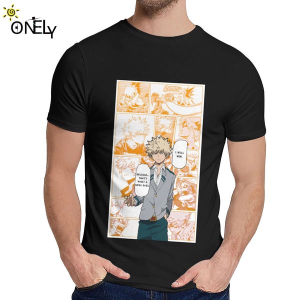 

new bakugo katsuki boku no hero academia t shirt for male crazy 100% cotton camiseta s-6xl
