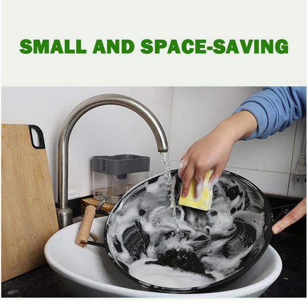 

liquid soap dispenser pump with sponge holder container hand press organizer kitchen cleaner tools