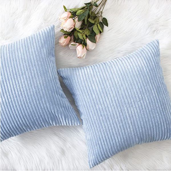 

brilliant decorative pillow covers supersoft striped velvet throw toss pillowcase cushion cover for chair,baby boy blue, (45x45 cm)4pcs