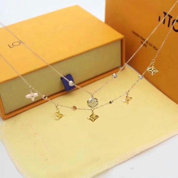 

new style double necklace logo pendant fashion designer necklace women honorable brand necklace styles lady pendant jewelry gift, Silver