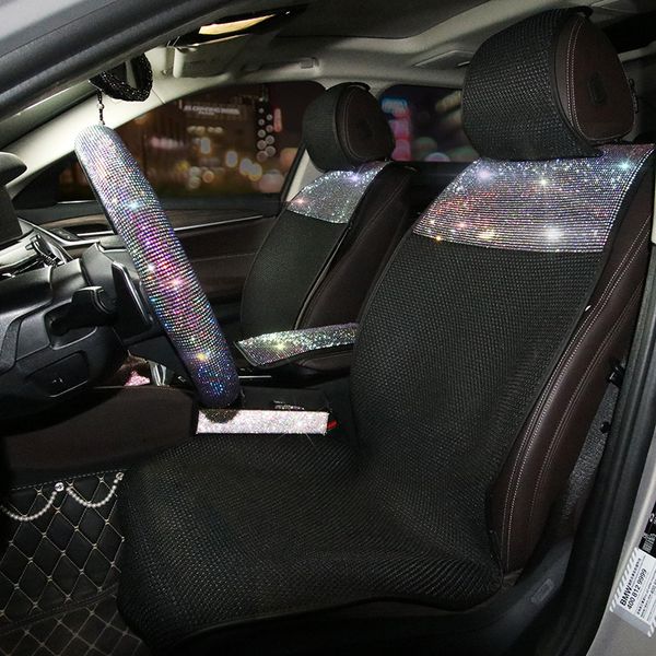 

creative colorful rhinestones car seat cover diamond universal auto seat cushion breathable front car protector accessories