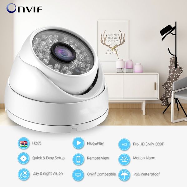 

2mp 3mp ip camera poe 48v full hd 1080p poe ir 30m cctv ip camera p2p rstp email alert waterproof cctv dome