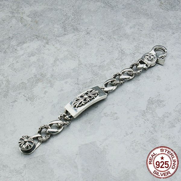 

100% s925 sterling silver bracelet personality fashion style punk style domineering circle lettering style gift for lover hot, Black