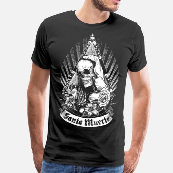 

santa muerte t shirt men fitness cotton crew neck male fitness new style spring letters shirt