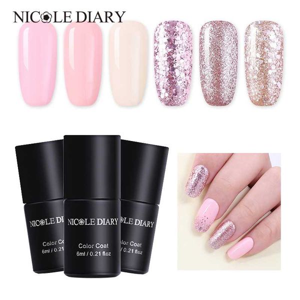 

nicole diary uv gel nail polish rose gold glitter sequins soak off uv gel varnish color nail polish diy art varnish, Red;pink