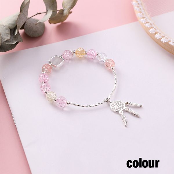 

sweet and lovely faux crystal bracelet dream catcher beaded single circle for student girlfriends birthday gifts ll@17, Black