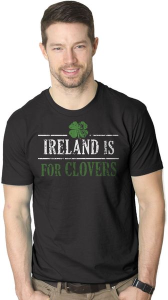 

2019 new summer funny t-shirt mens ireland is for clovers lucky irish st patricks day drinking t shirt (black) fashion tee shirt